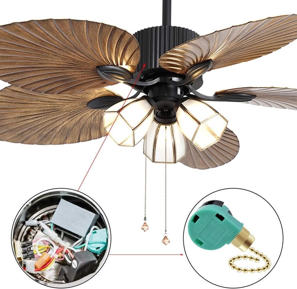 3 Pack Ceiling Fan Switch 3 Speed 4 Wire Zing Ear ZE-268S6 Fan Pull Chain Switch