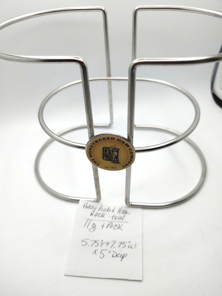 HoneyBaked Ham Rack Oval Wire Silver Logo Emblem