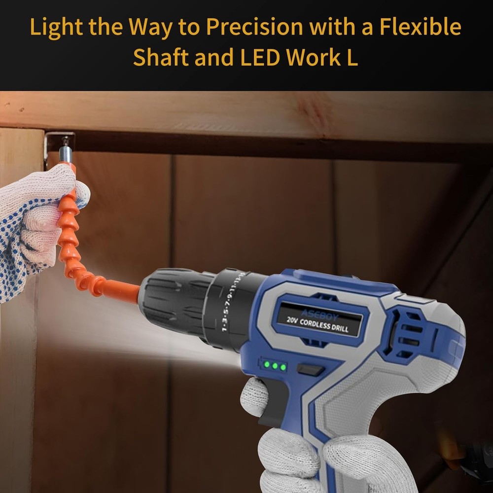 20V Cordless Drill with LED Light & Variable Speed - Ultimate DIY Tool Kit