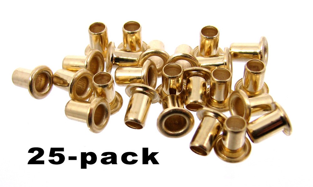 25pc. "Short Shaft" Brass Eyelets - Cigar Box Guitar String Ferrules