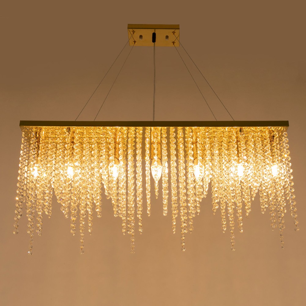 Modern Crystal Chandelier Dining Room Fixture Ceiling Light Lamp Rectangular NEW