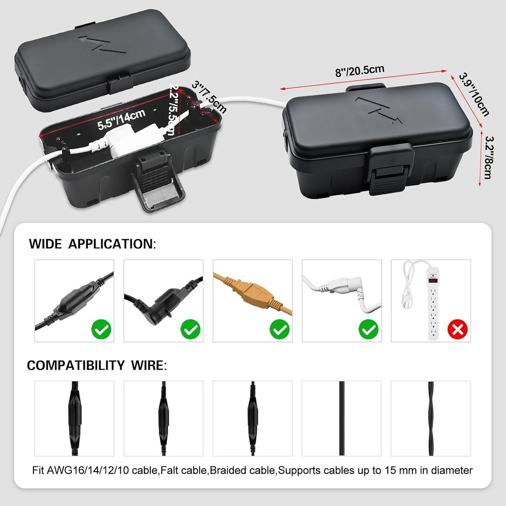 Hrensaw 3PCS Small Weatherproof Electrical Connection Box(Inner Black