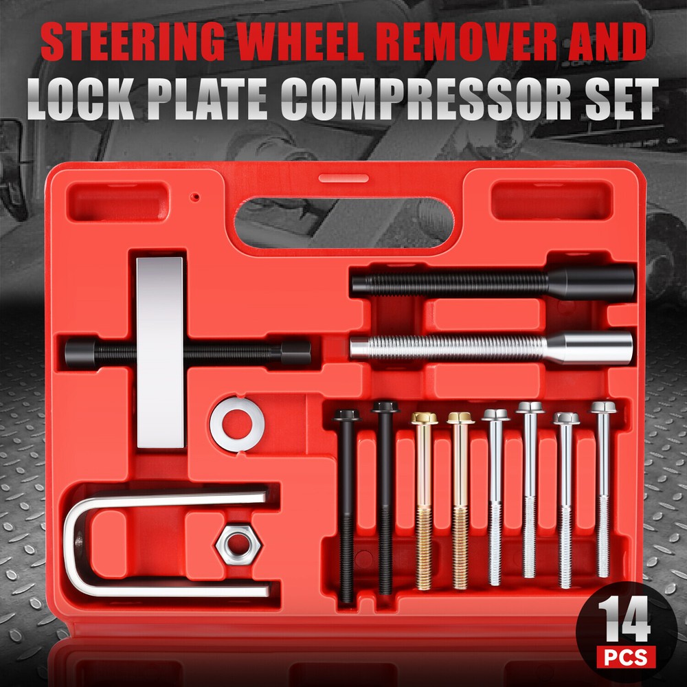 14Pcs Steering Wheel Lock Plate Puller Compressor Remover Installer Tool Set