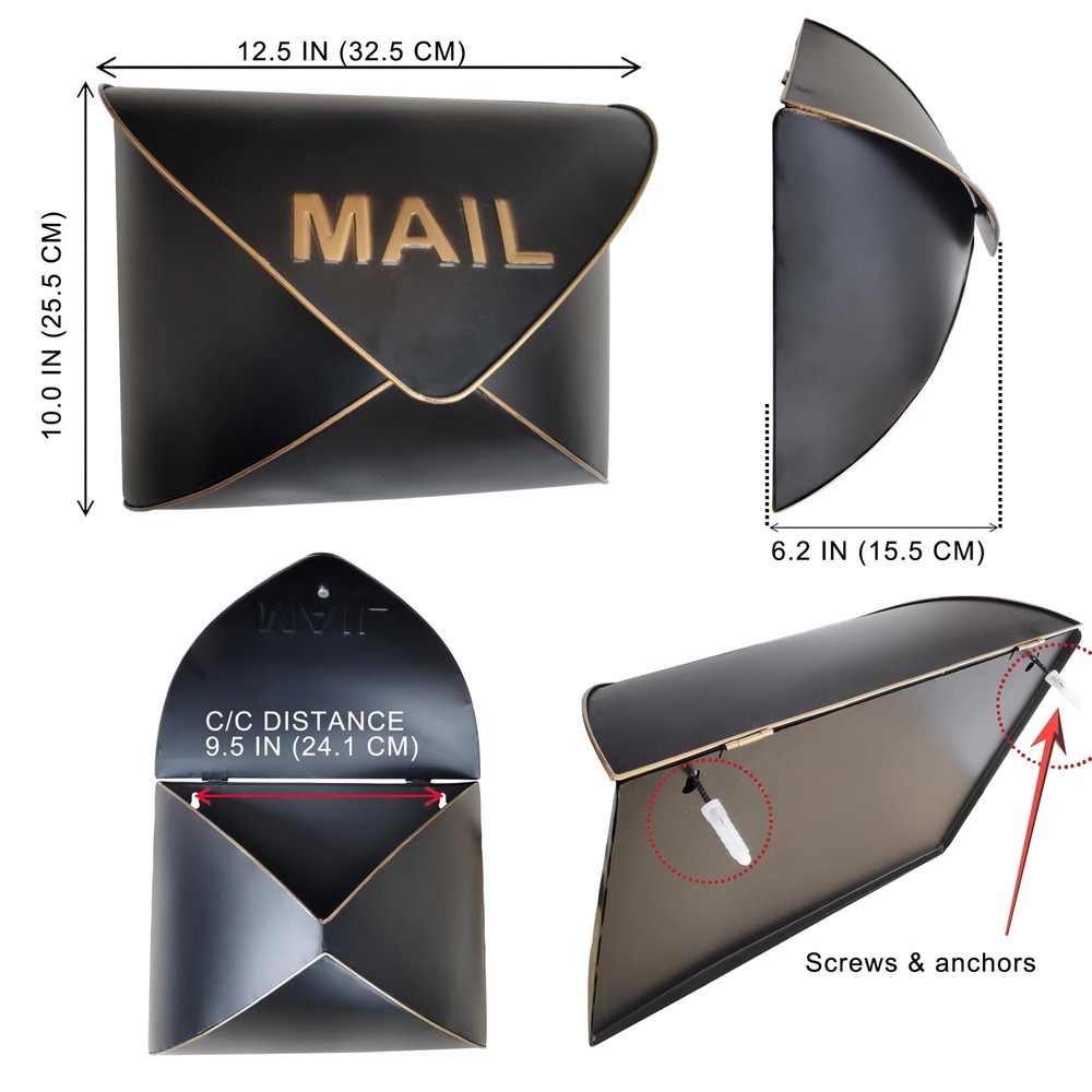 Wall Mount Mailbox Metal Post Box Envelope Mailboxes Outside Drop Safe Letter