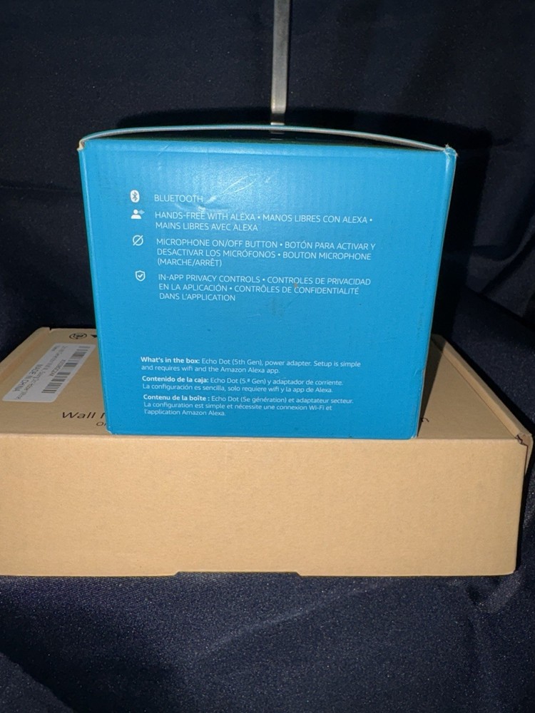 Amazon Echo Dot 5th Generation Smart Speaker with Power Adapter and Wall Mount