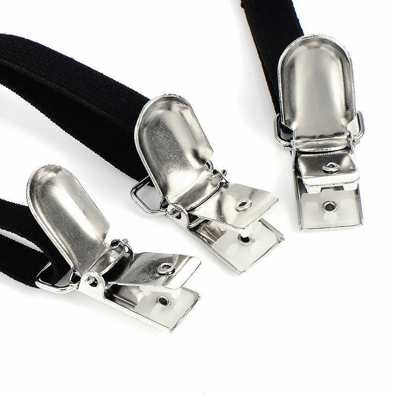 2PCS Men Hidden Shirt Stays Holder Garters Belt Non Slip Elastic Locking Clamps