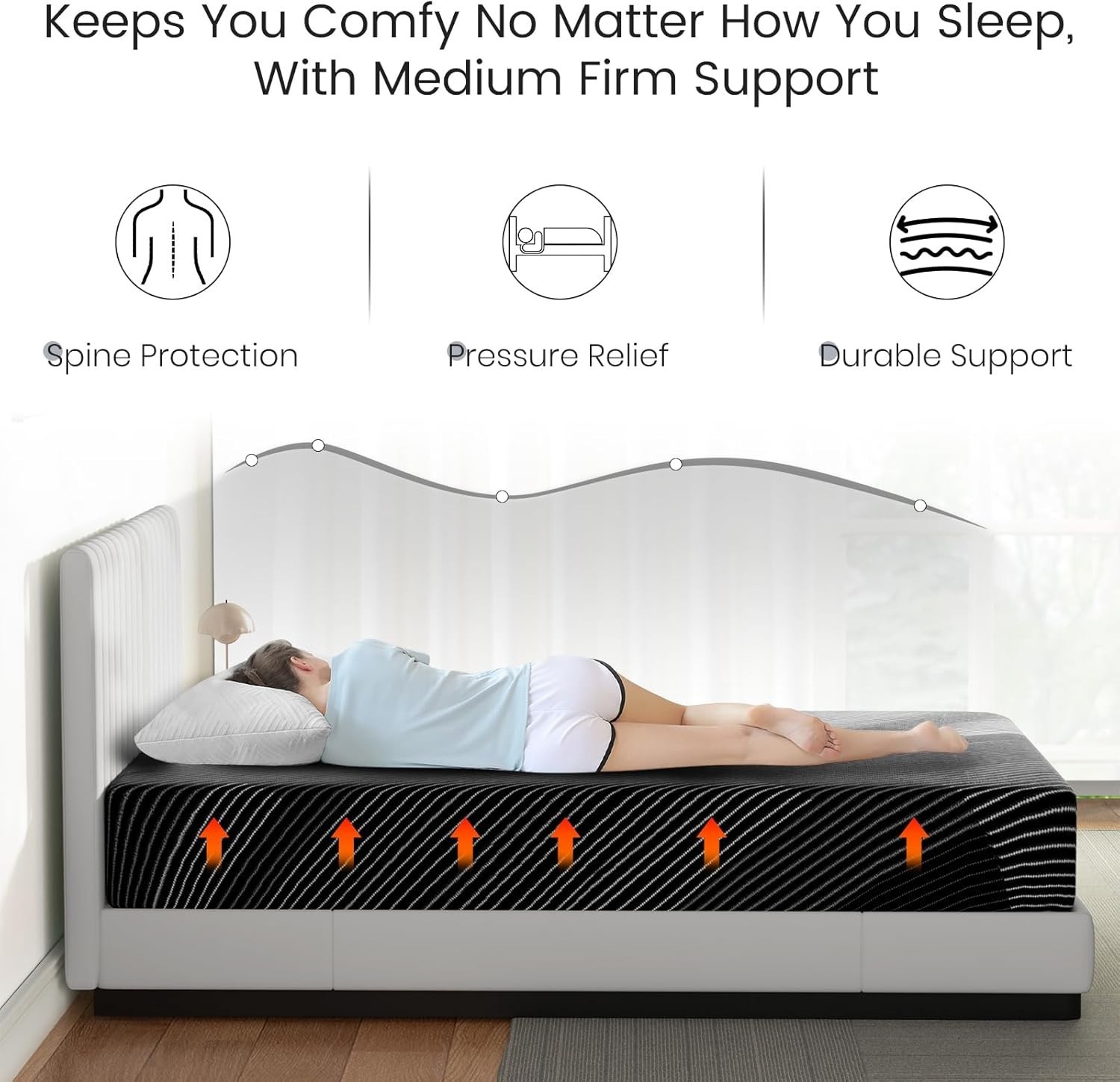 Cooling Gel Memory Foam Medium-Firm Mattress for Pressure Relief & Soundly Sleep