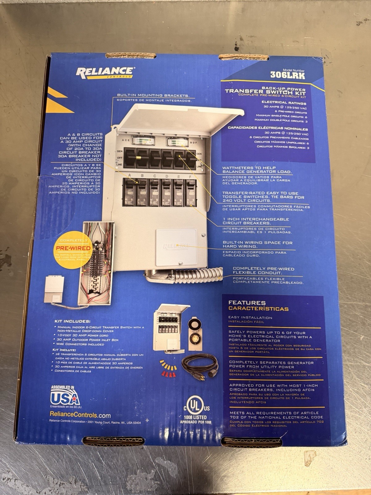 NEW Reliance 30-Amp ProTran 2 Manual Generator Transfer Backup Switch Kit 306LRK