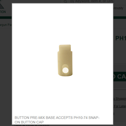 BUTTON PRE-MIX BASE ACCEPTS PH10-74 SNAP-ON BUTTON CAP #PX-8
