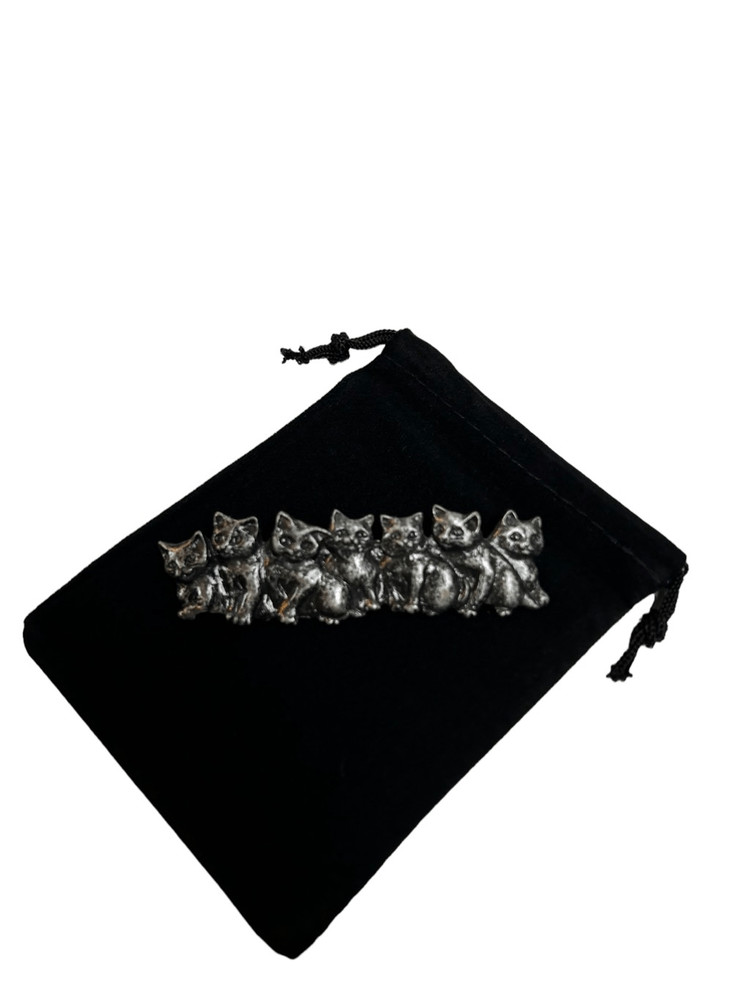 Pewter silver multi kittens brooch