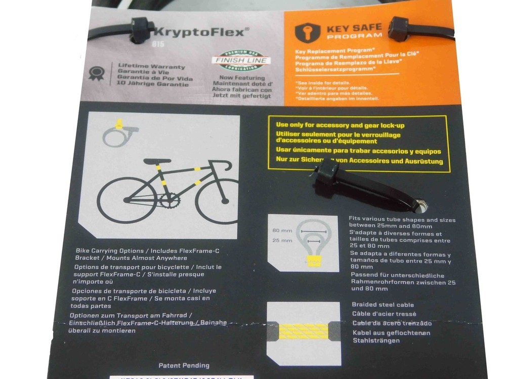Kryptonite KryptoFlex 815 5 ft Key Cable w/ FlexFrame-C bracket 2-Pack
