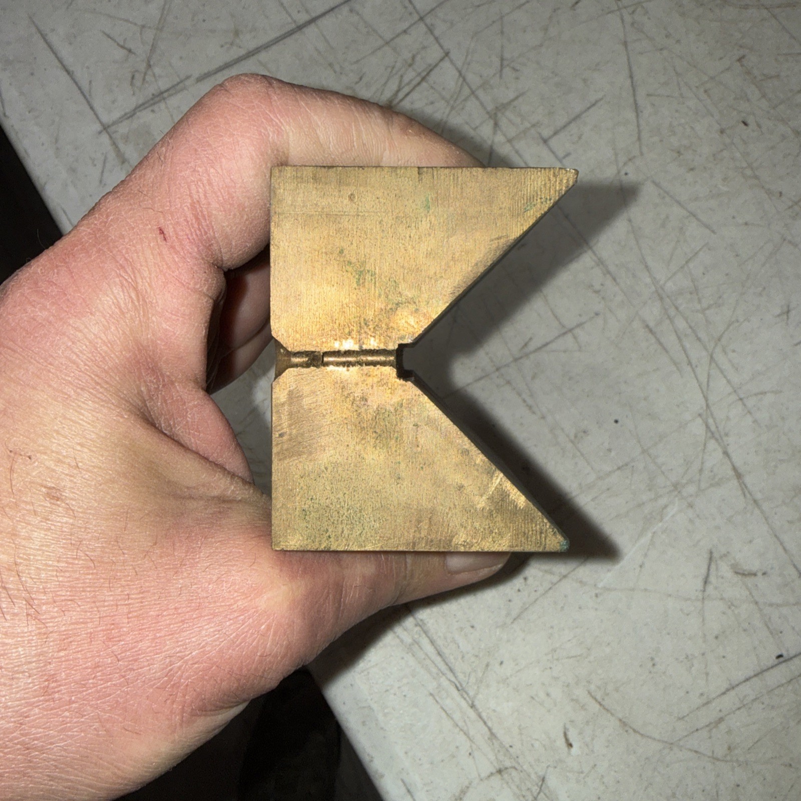 Vintage V-BLOCK 3 3/4” By 2 1/2” Made Of Solid Brass