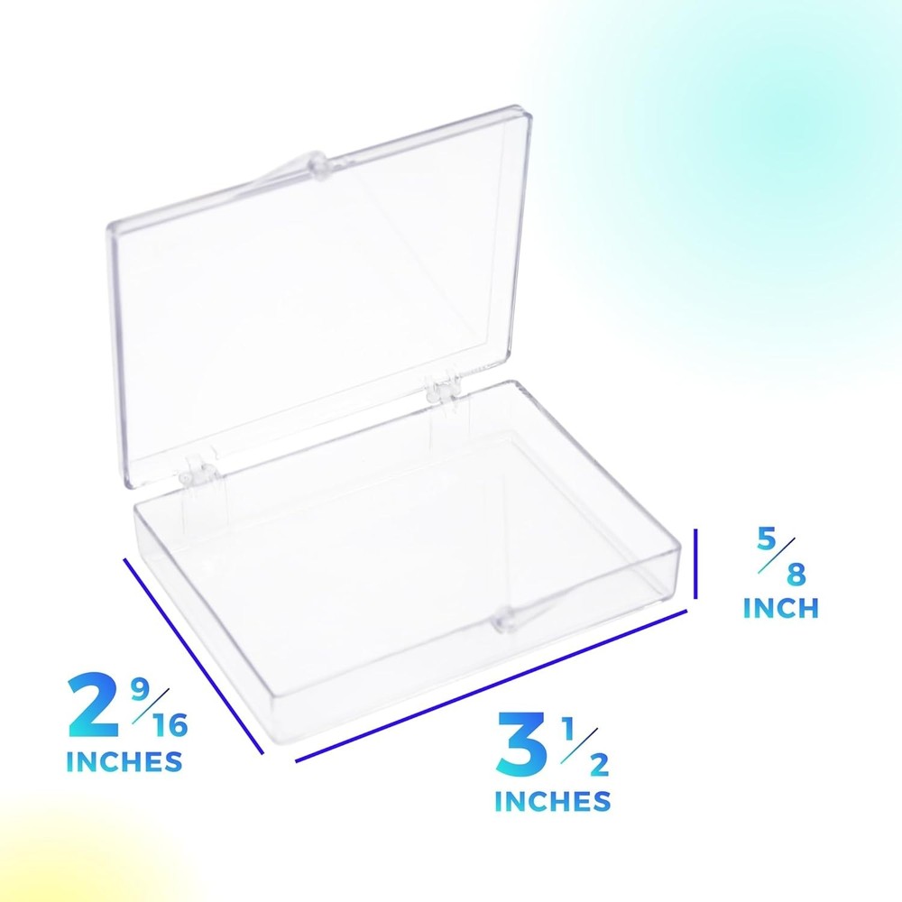10-Pk Clear Hinged Plastic Container Keepsake Storage Boxes 3 1/2" L x 2 9/16" W