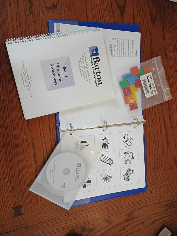 Barton Reading & Spelling System Level 1 Complete Set Book DVD Tiles