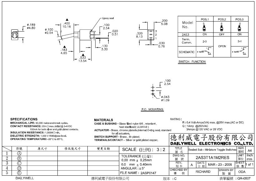 Sub-micro Sealed waterproof SPDT toggle switch 10 Pieces