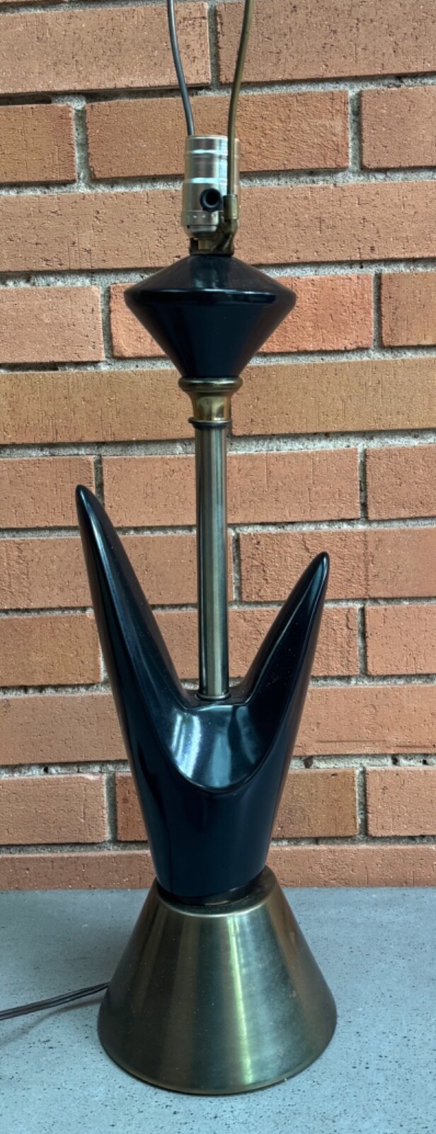 Vintage MCM Black Ceramic Boomerang Lamp Mid Century Modern Lighting Atomic 50s