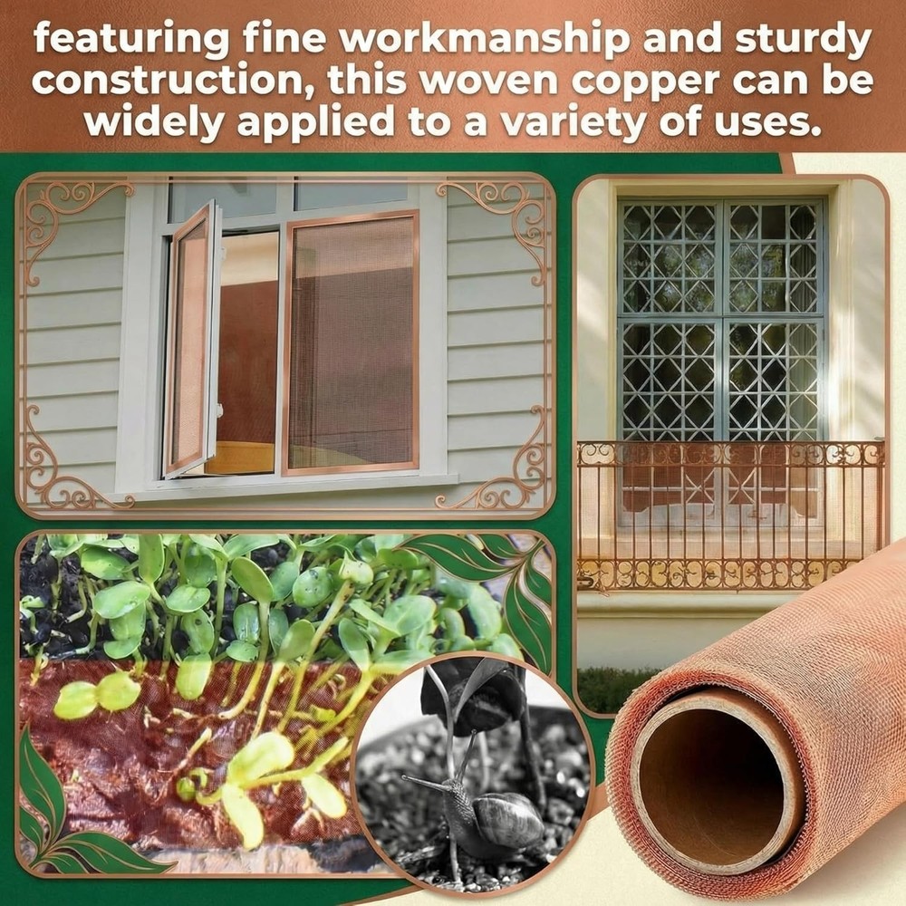 Easily Customizable 40 Mesh Copper Screen - 48" x 10' for Various Applications