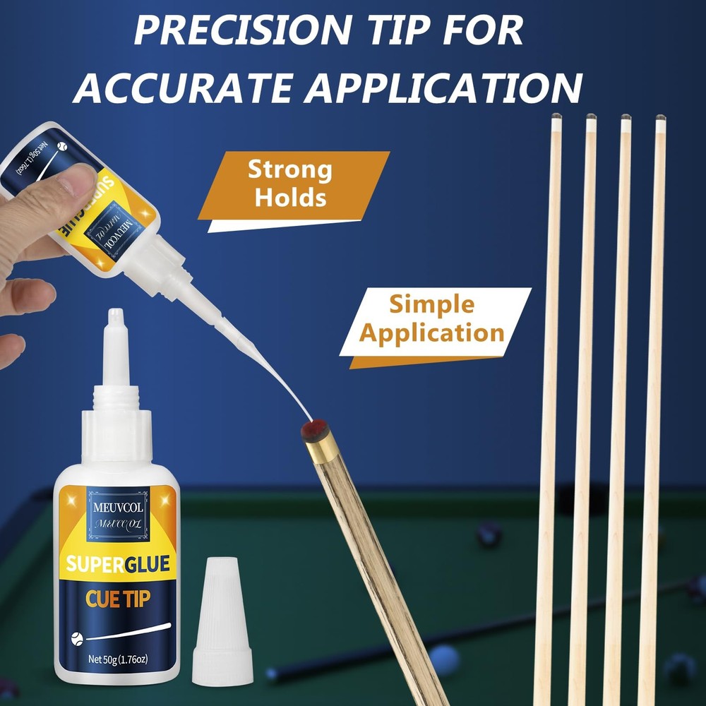 Pool Cue Tip Glue 100g, Quick Dry Billiard for Clear