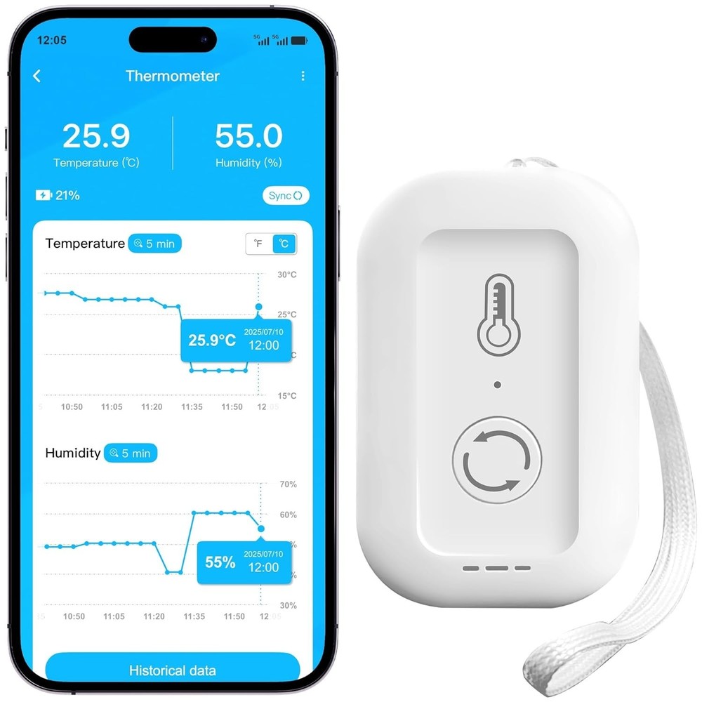 Wifi Thermometer Hygrometer, Smart Humidity Temperature Sensor with App Notifica