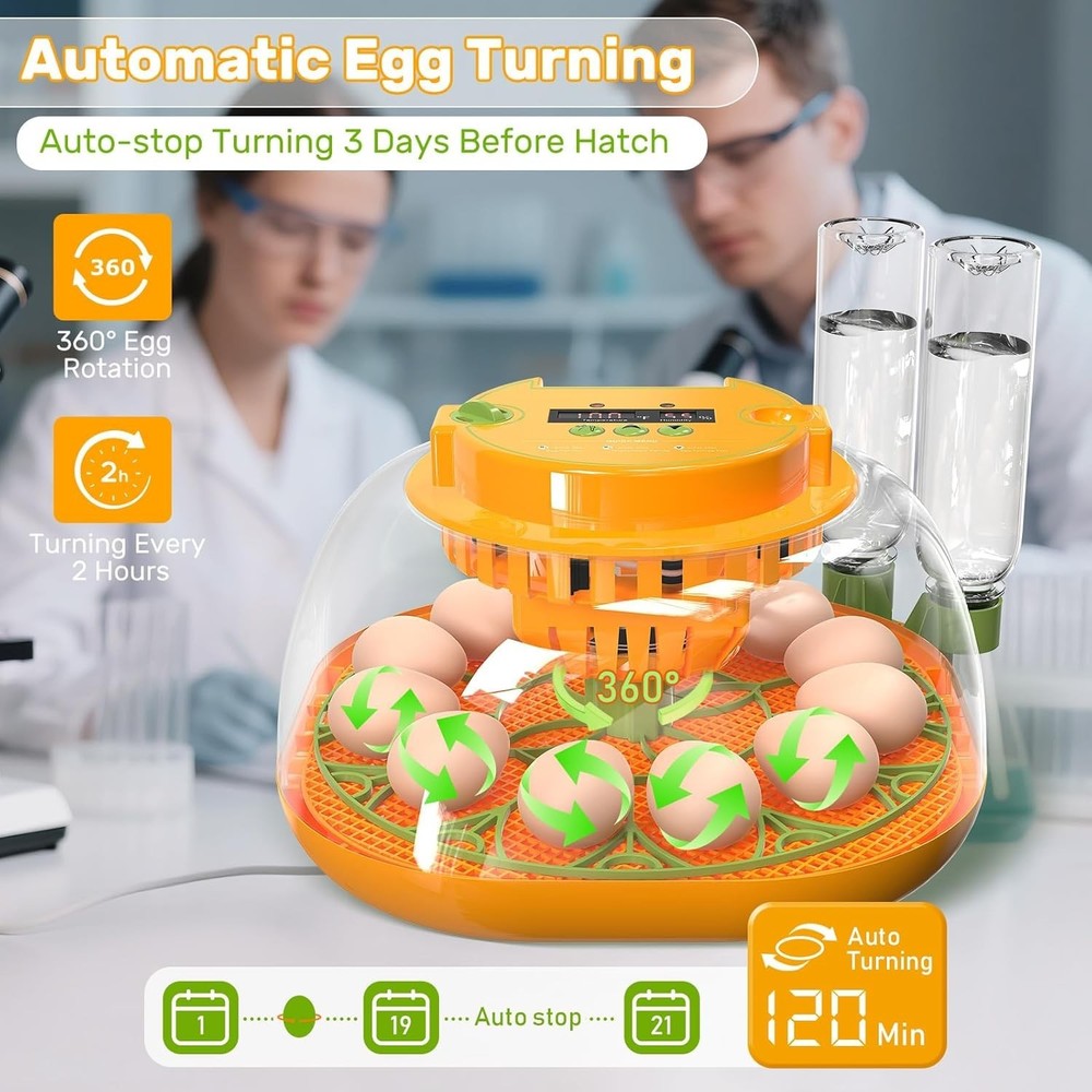 12 Egg Incubator with Automatic Egg Turning and Humidity Control