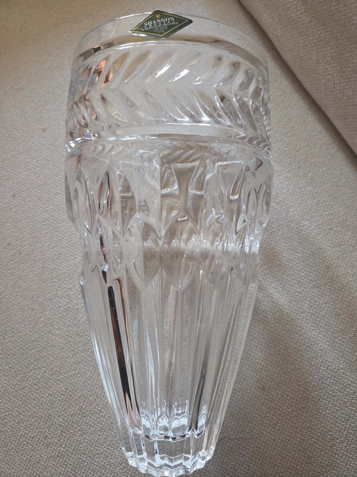 Shannon by Godinger Symphony 10 Tall Crystal Vase - New In Box