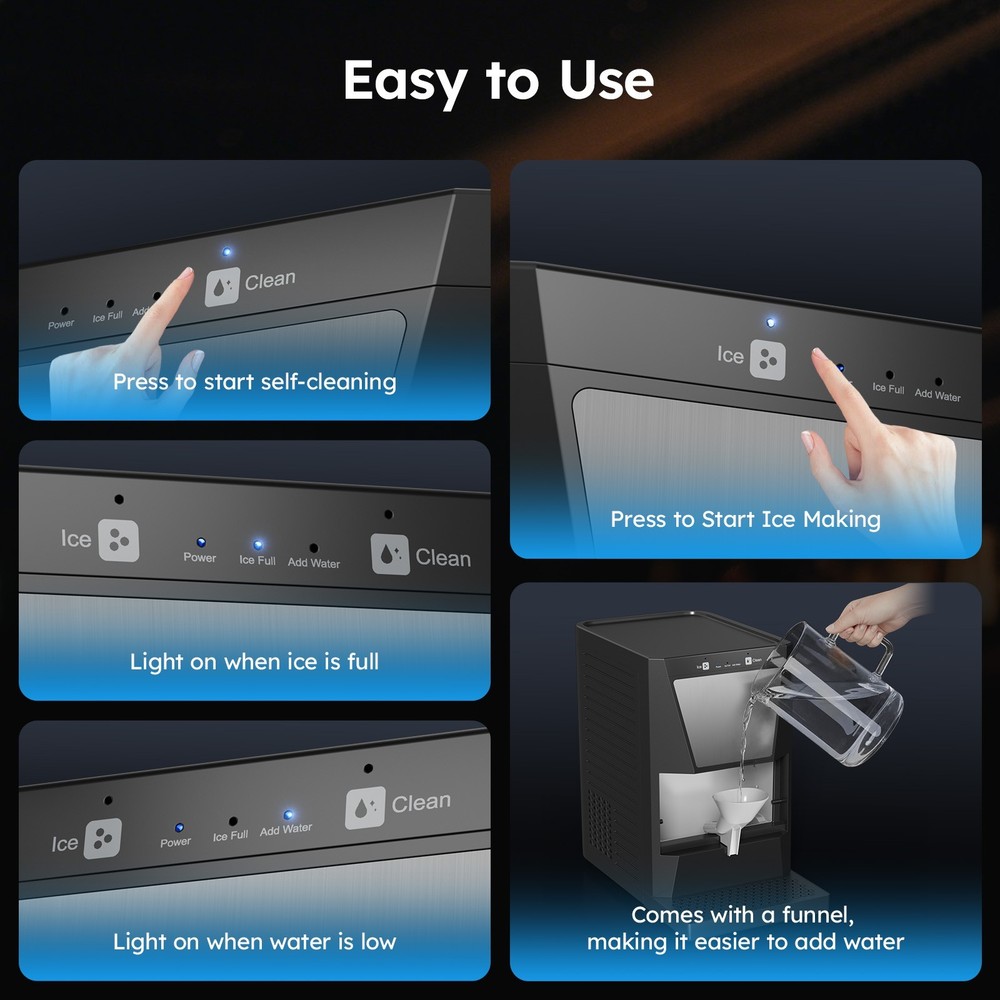 Ball Ice Maker Machine with Self-Cleaning Function - Makes Crystal Clear