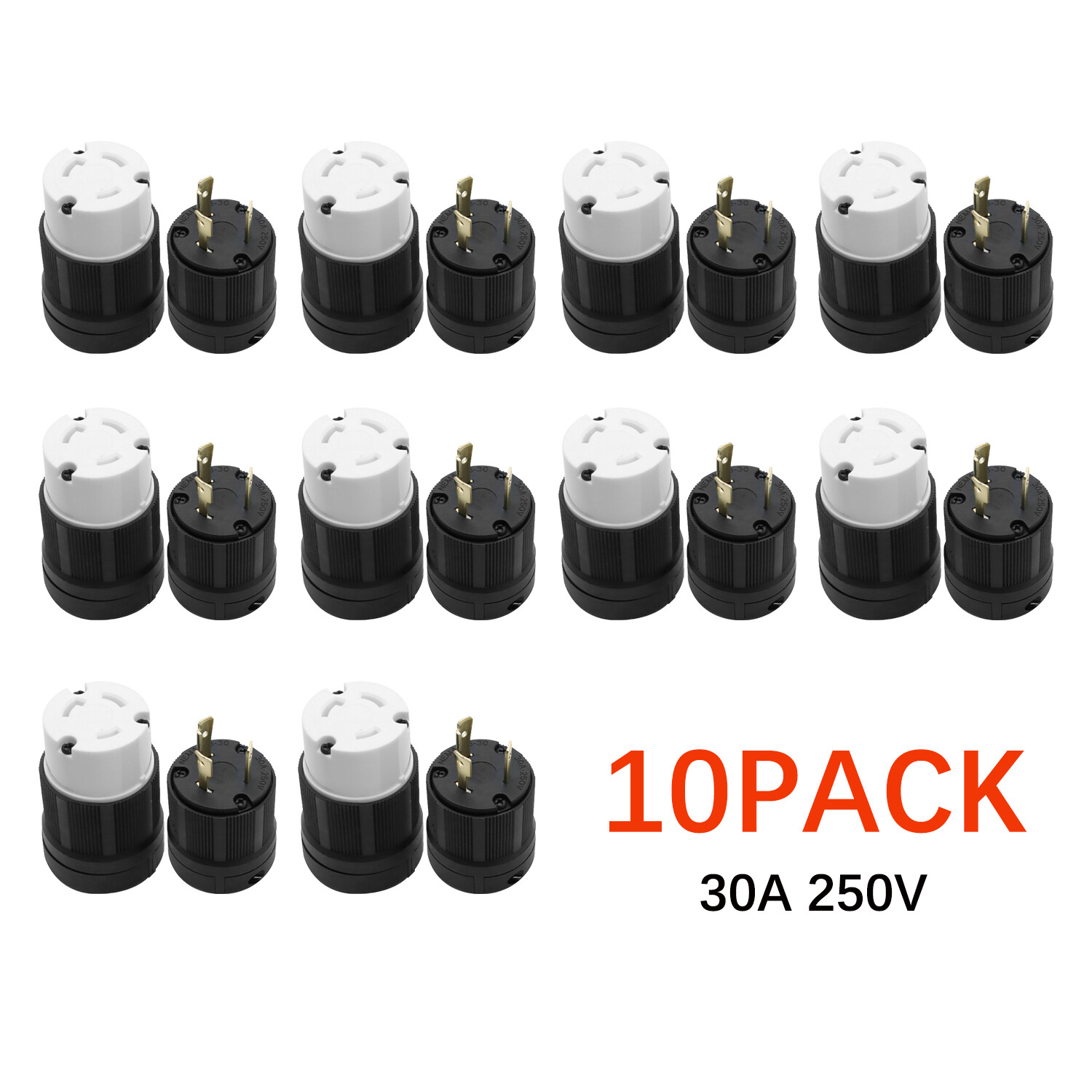 10* For Nema L6-30P L6-30R YGA017 KIT 30A 250V Male Female Twist Lock 3Wire Plug