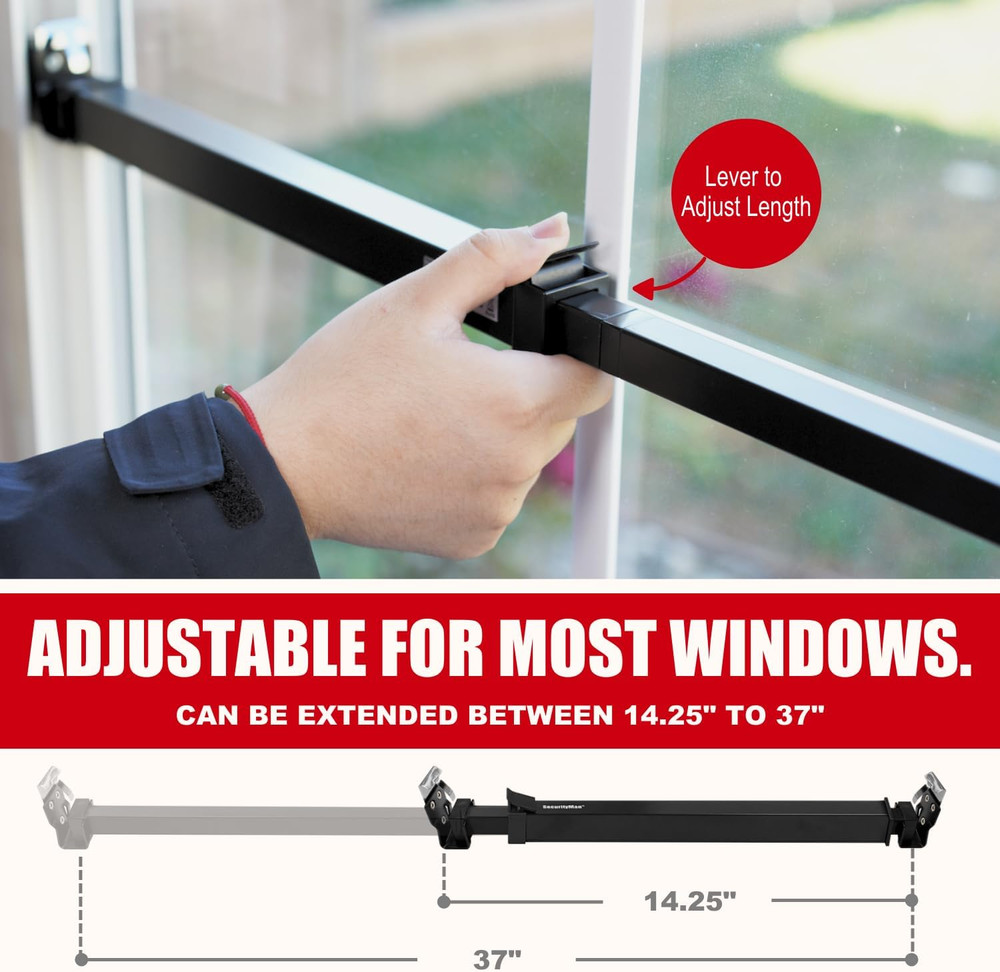 Window Security Bar - Easy Install for Horizontal/Vertical Windows - Adjustable