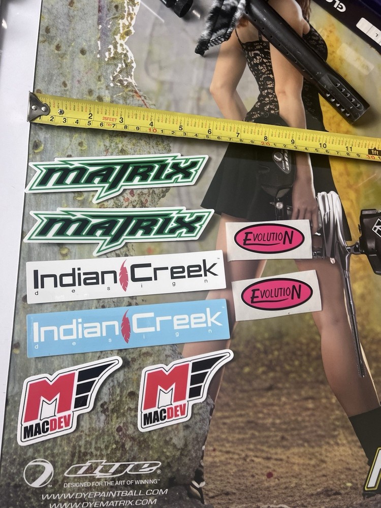 Paintball Vtg Sticker Lot (8 Stickers), ICD, Matrix DM3, MacDev, Evolution