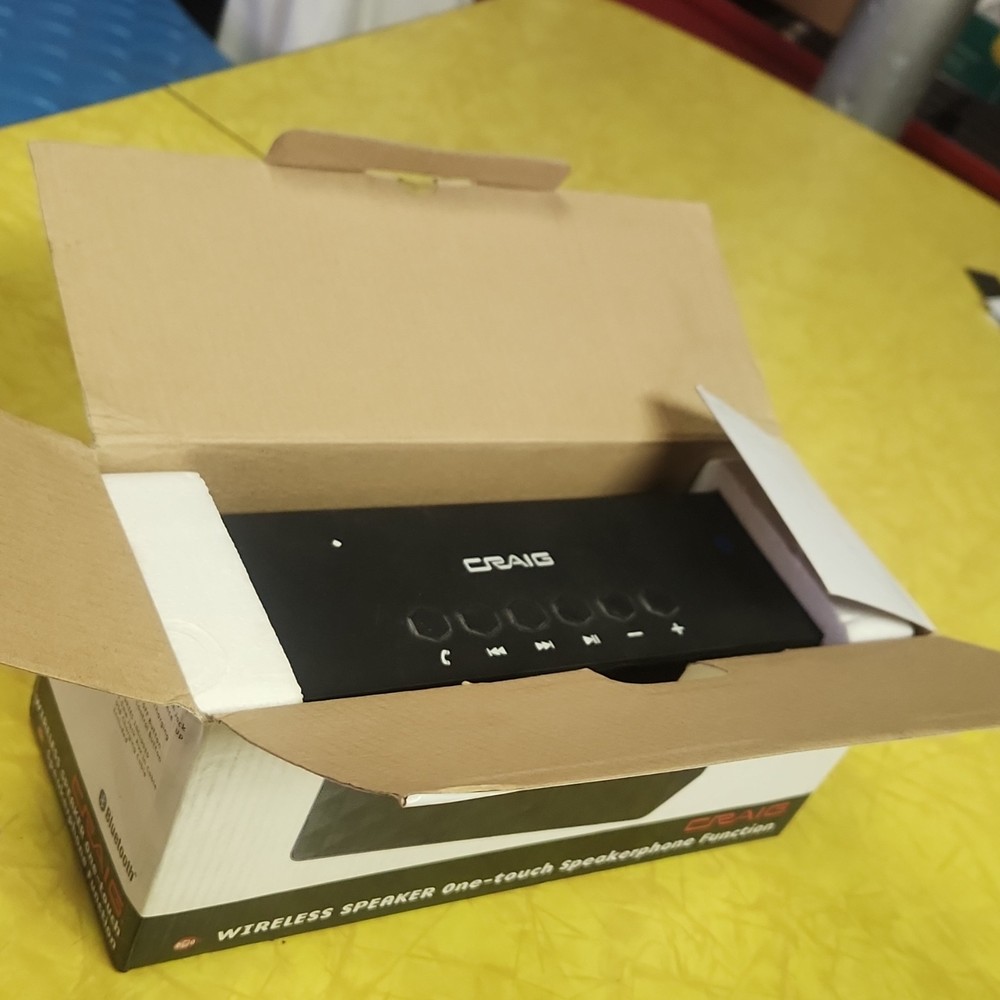 Craig Wireless Bluetooth Speaker Black One-touch Speakerphone AUX Rectangular