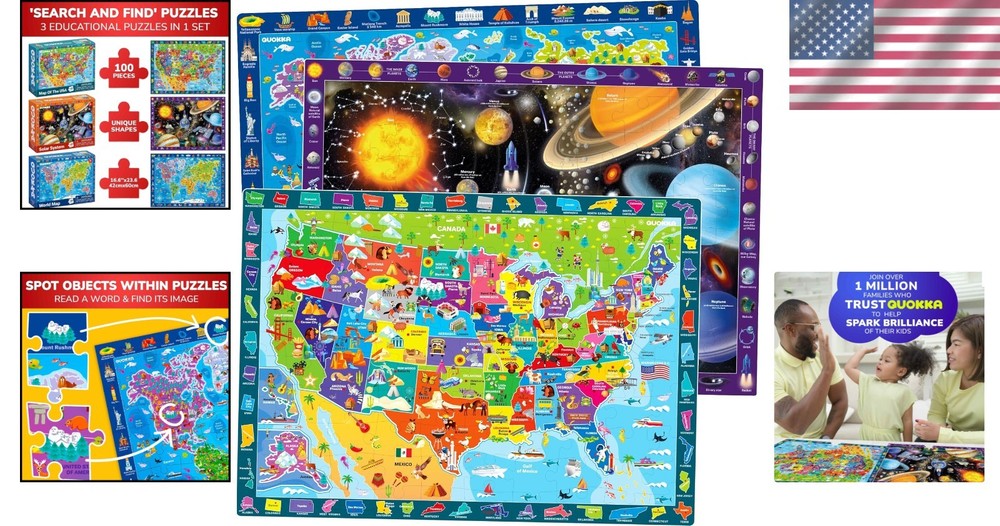 Educational World Map Space Puzzle Set