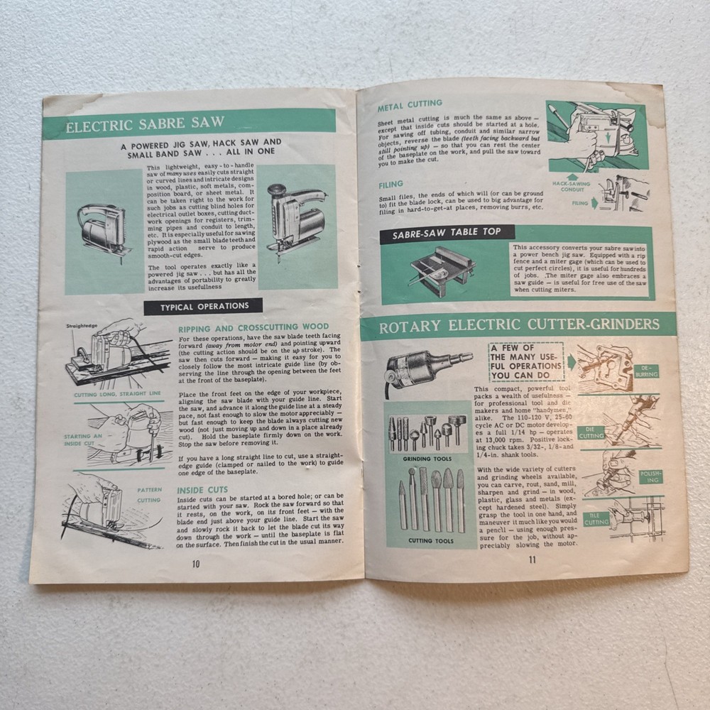 Vintage Craftsman Handbook 1959 Powered Hand Tools