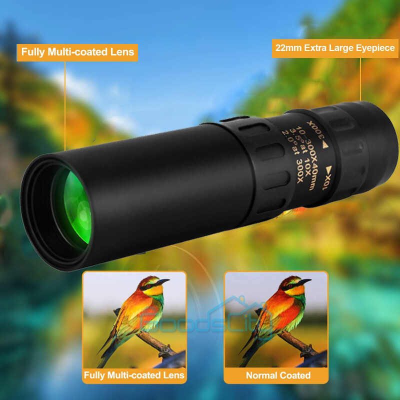 10-300X40mm Zoom HD Military Powerful Monocular Handheld Optics Telescope+Case
