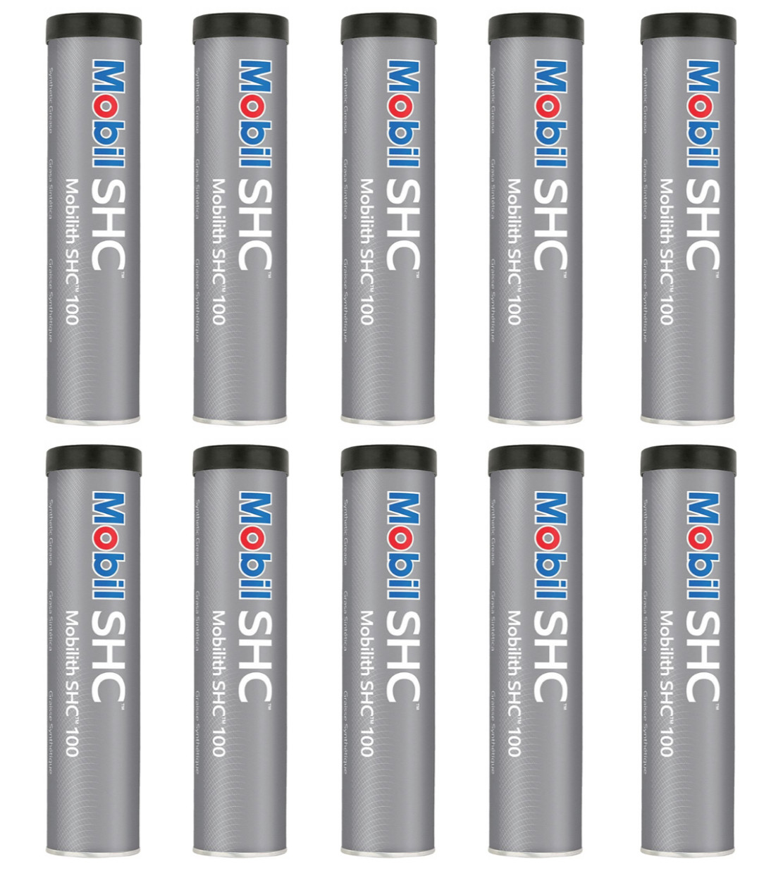 10 Pack Mobilith SHC 100 grease; (10) 14oz tubes