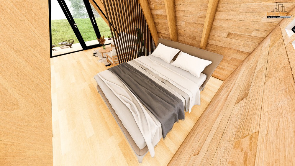 14'-0'' X 20'-0'' Modern A-Frame Cabin Plan