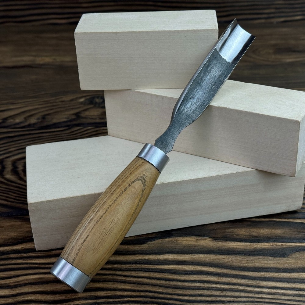 Wood Carving Gouges Set. Curved Chisels with Sheaths. Gift for Detail Carver.