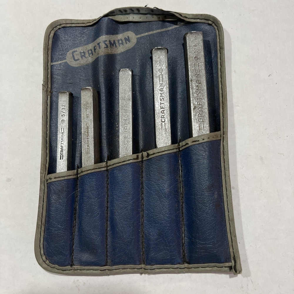 Vintage Craftsman 5pc Punch & Chisel Set with holder
