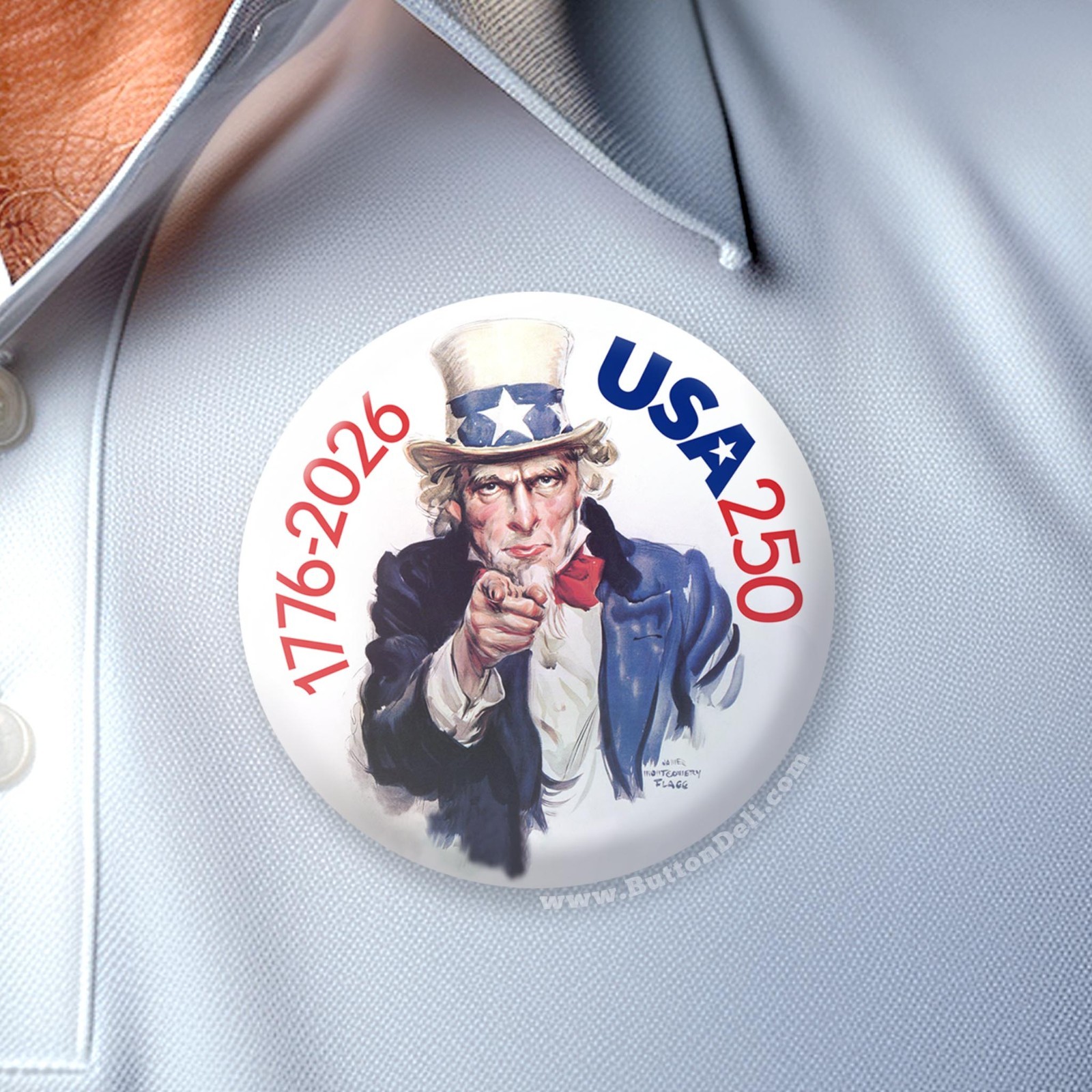 USA 250 - 25-pack Buttons - Revolution Assorted Designs 1776-2026 250th