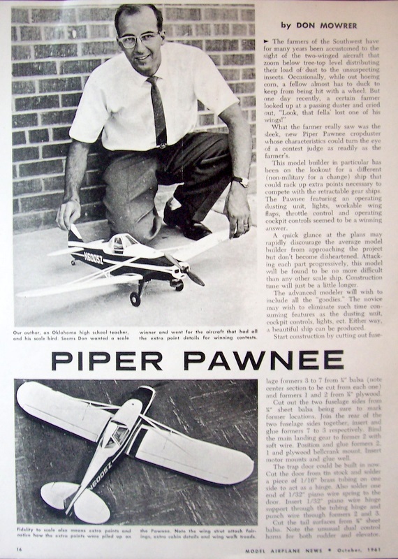 Piper PAWNEE PLAN & CONSTRUCTION ARTICLE for 36" Scale UC Duster Model Airplane