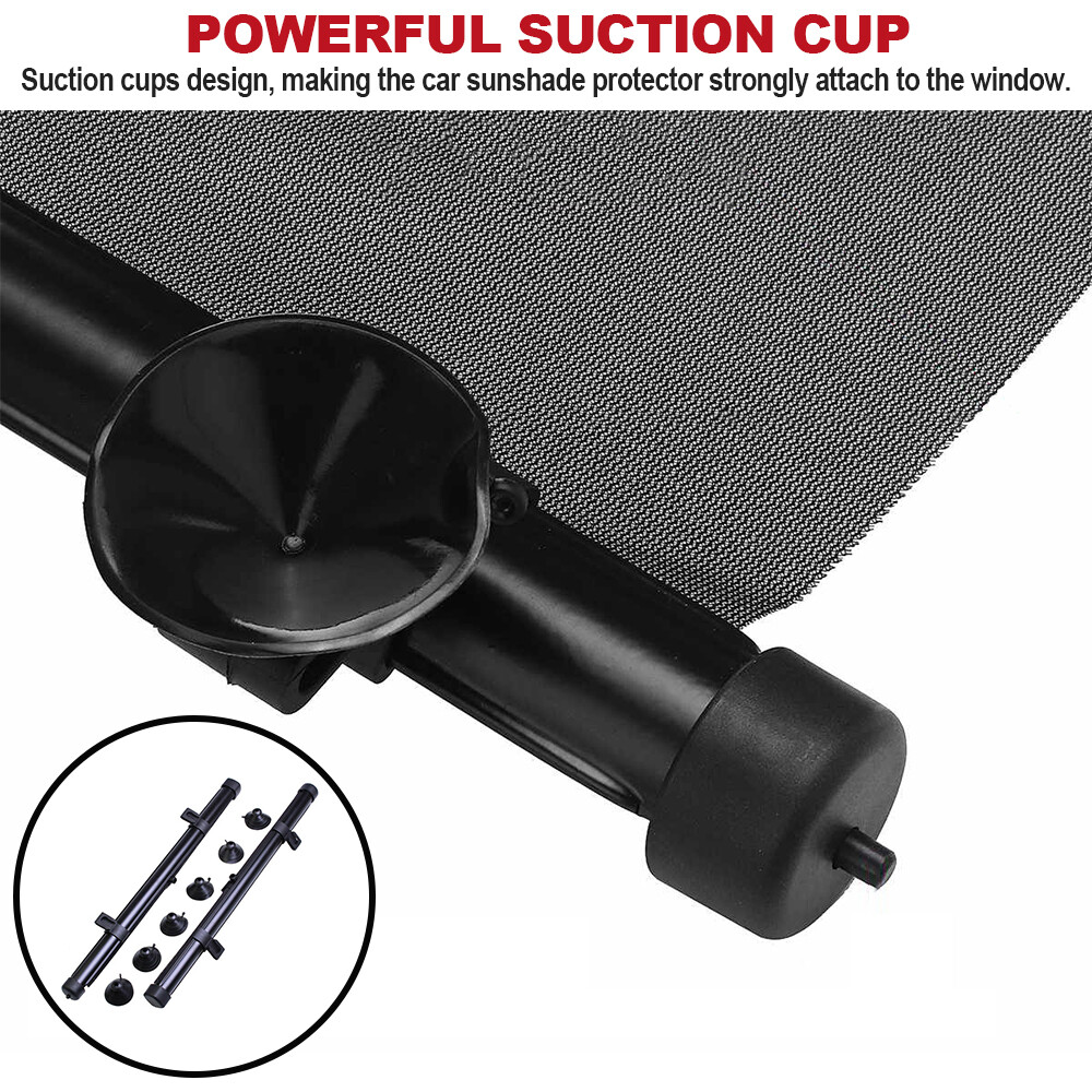 2 Packs Retractable Auto Sun Shade Cover Car Side Window Roller Visor Shield