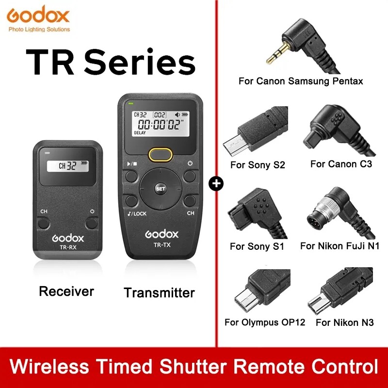 Godox TR-TX TR-RX Wireless Timer Remote Control Camera Shutter Release Cable NEW