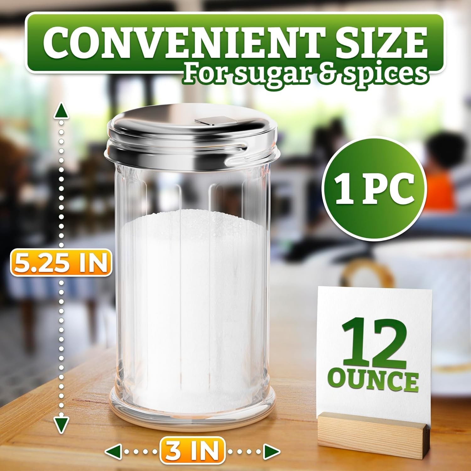 Glass Sugar Dispenser Container with Lid - Sugar Containers for Countertop Kitch