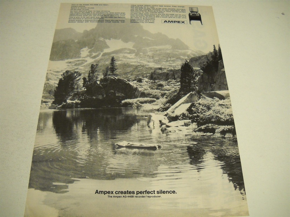 AMPEX Creates Perfect Silence NO POP - NO POP original 1970 Promo Display Ad