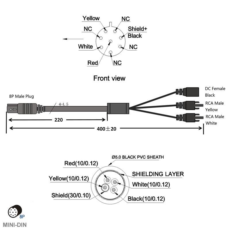 AMPIRE AK1011 Adapter Cable 8-Pin MINI-DIN Connector, 0.4m