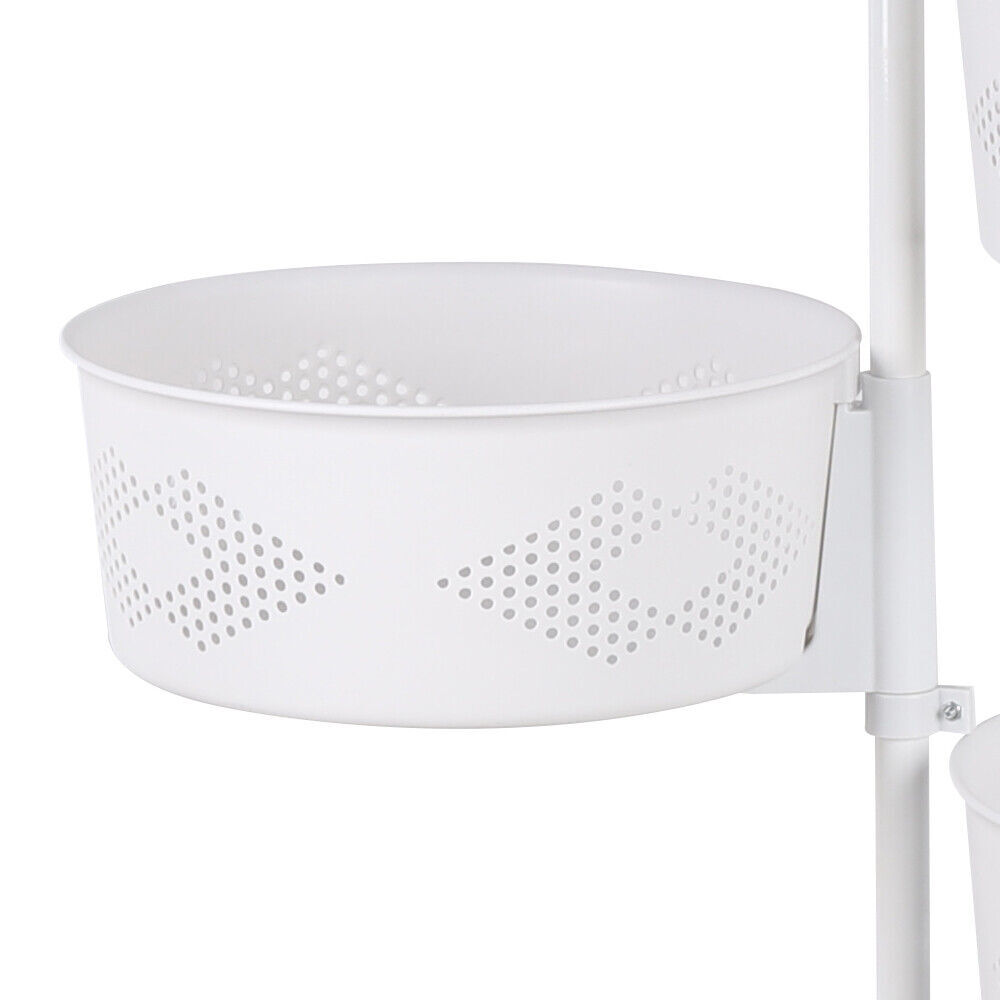 5 Layer Kitchen Rotating Organizer Rack Fruit Vegetable Storage Basket w/ Wheels