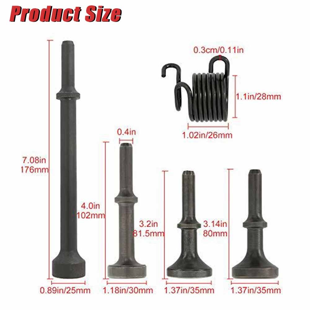 5 Pcs Air Hammer Bits Set 0.401 Shank Smoothing Pneumatic Air Hammer Chisel Bits