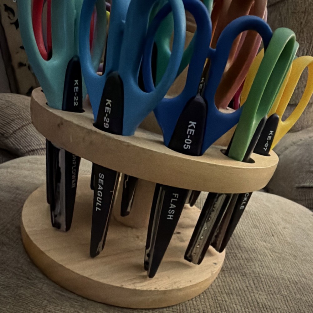Decorative Edge Craft Scissors Set with Wooden Holder, Multi-Pattern, KE Series