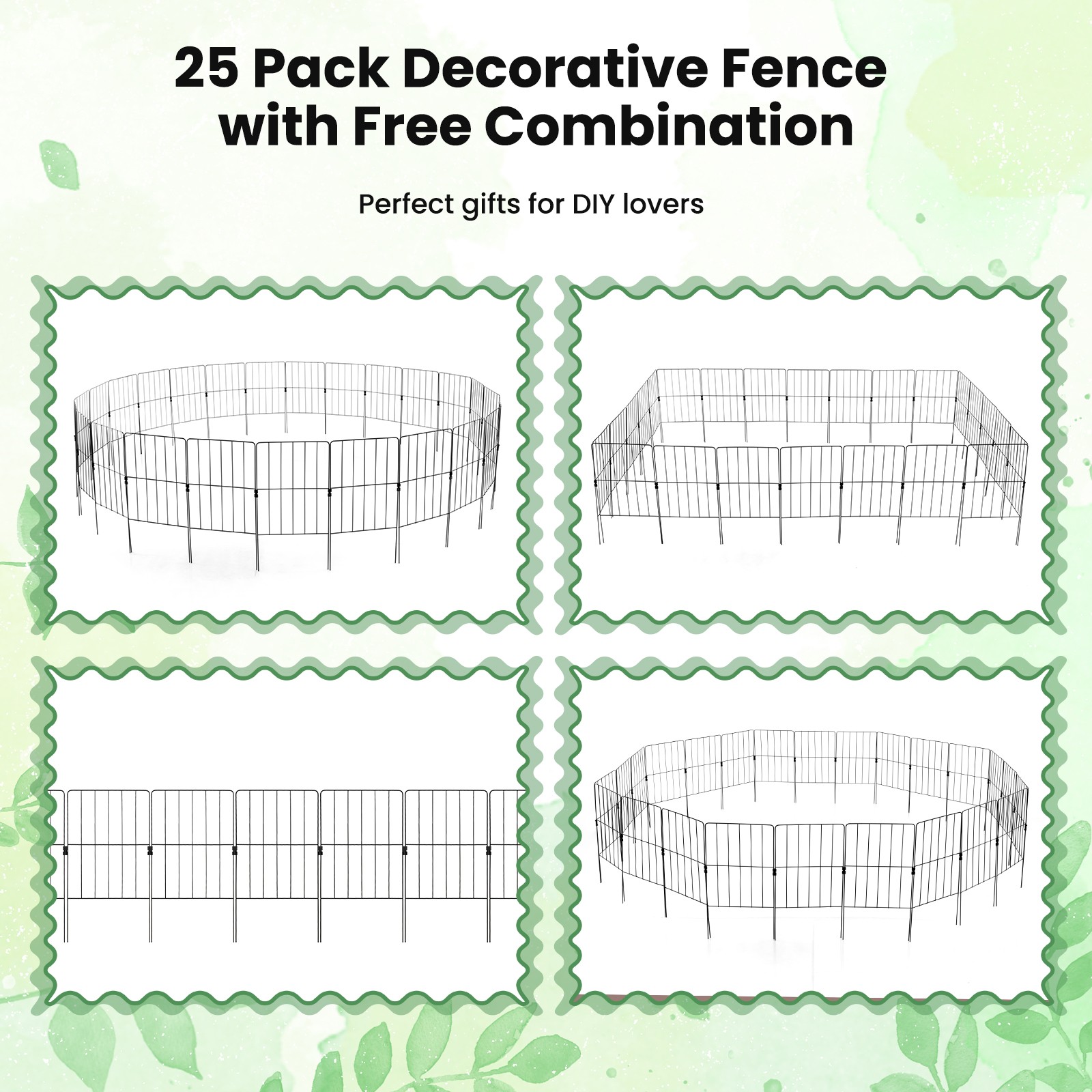 25 Pack Decorative Garden Fence Garden Animal Barrier Fence