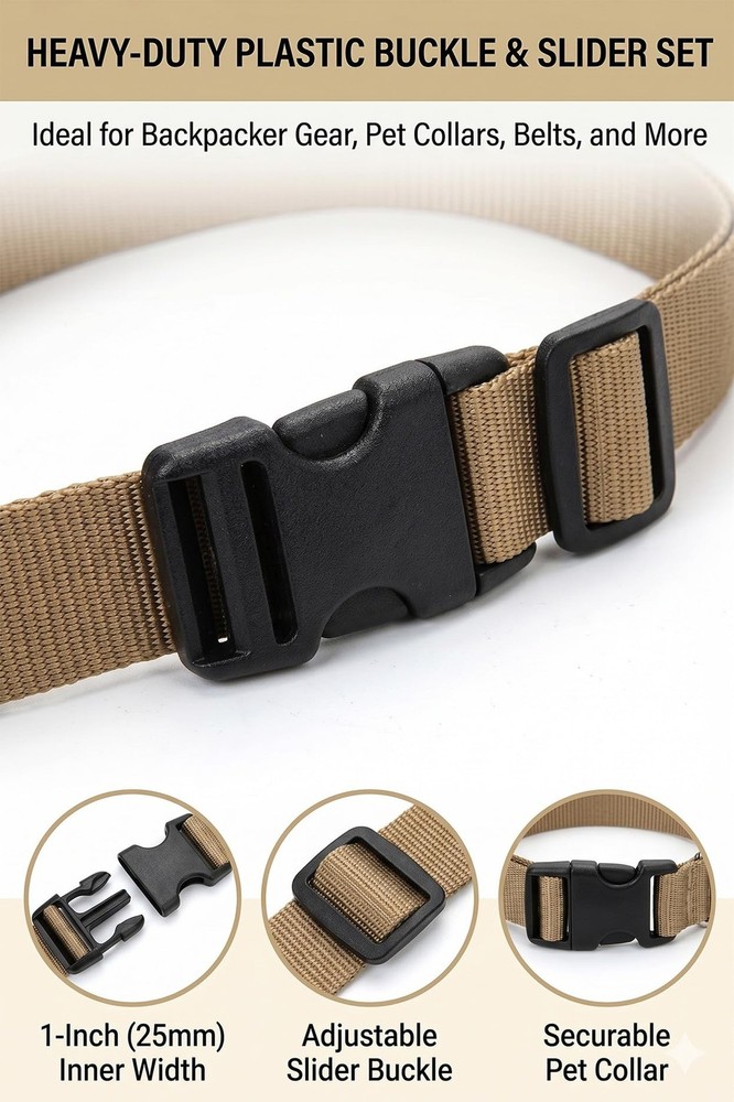Heavy Duty Quick Release Buckles & Tri-Glides - Dual Adjustable Side Lock Cli...