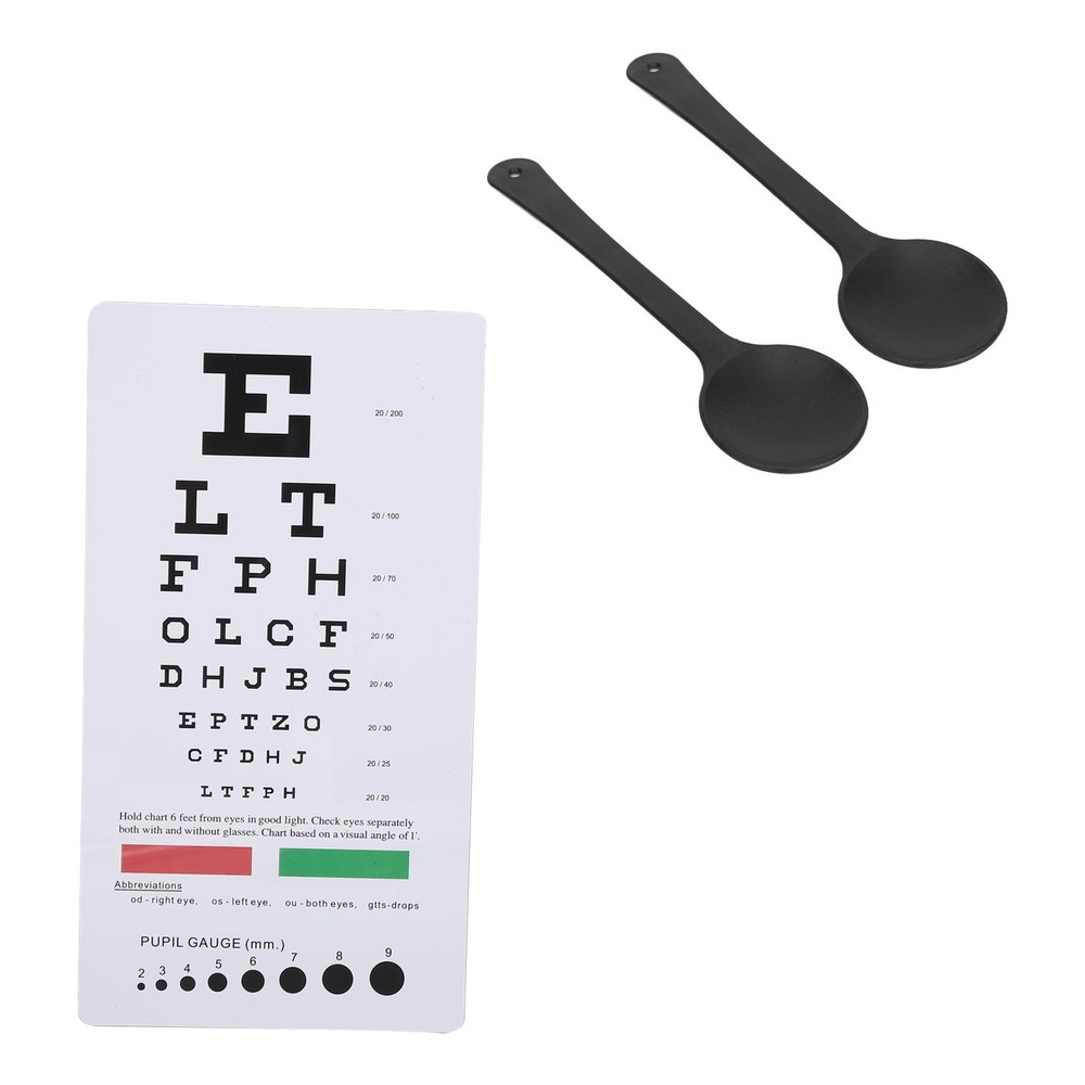 Pocket Eye Chart With 2pcs Occluder Double Sided Vision Eye Test Exams Chart